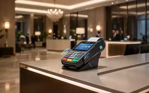 Modernes Zahlungsterminal an einer Hotelrezeption, das die Erweiterung der Girocard-Reservierungsfunktionen repräsentiert. - Foto: über boerse-global.de