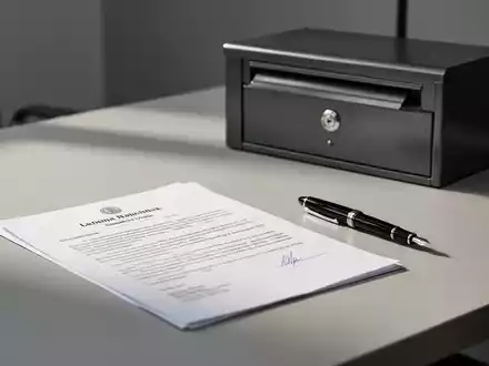 Ein juristisches Dokument liegt auf einem modernen Schreibtisch, im Hintergrund ist ein Briefkasten angedeutet. - Foto: über boerse-global.de
