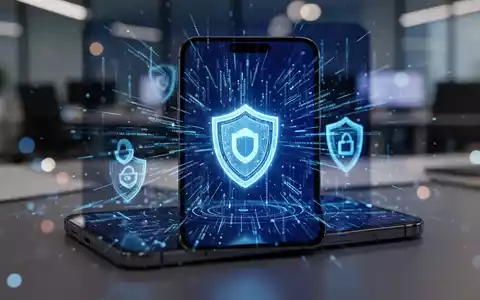 Smartphone mit digitaler Sicherheitsgrafik als Symbol für den Schutz vor Banking-Trojanern und Cyberangriffen. - Foto: über boerse-global.de