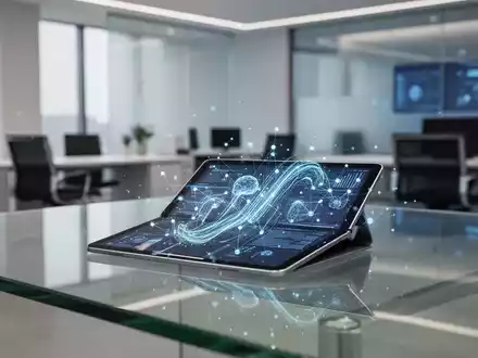 Moderner Schreibtisch mit digitalem Tablet, das Datenanalysen zeigt, Symbol für digitale Verwaltungstransformation. - Foto: über boerse-global.de