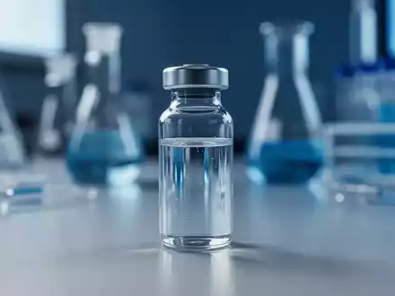 Eine Glasampulle mit einer klaren Flüssigkeit auf einem Labortisch in einer professionellen pharmazeutischen Umgebung. - Foto: über boerse-global.de