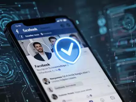 Smartphone-Bildschirm mit Facebook-Profil und blauem Verifikationshaken zur Bestätigung der menschlichen Identität. - Foto: über boerse-global.de