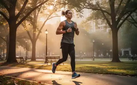 Eine Person joggt in einem sonnendurchfluteten Park während der frühen Morgenstunden bei goldenem Licht. - Foto: über boerse-global.de
