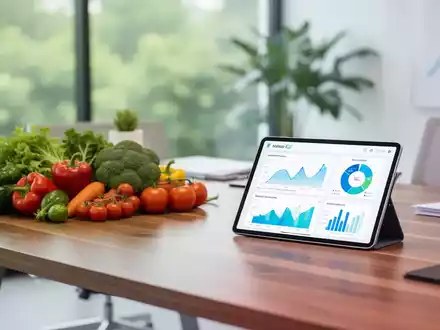 Moderne Ernährungsberatung mit frischem Gemüse und digitalen Analysedaten in einem professionellen Umfeld. - Foto: über boerse-global.de