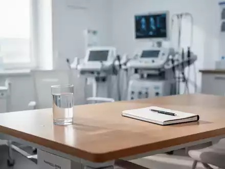 Ein moderner, heller medizinischer Beratungsraum mit einem Notizbuch auf einem Schreibtisch als Symbol für kognitive Gesundheit. - Foto: über boerse-global.de