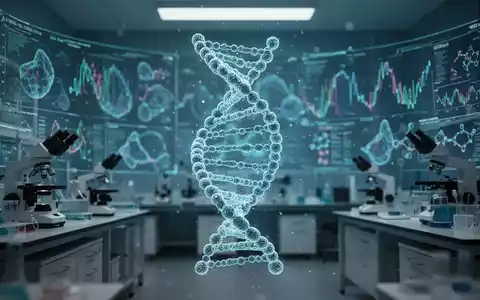 Abstraktes 3D-Modell einer DNA-Struktur vor digitalisierten genomischen Daten als Symbol für KI-gestützte Alzheimer-Forschung. - Foto: über boerse-global.de
