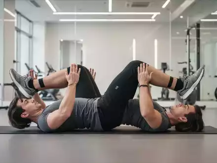 Eine Person führt kontrolliert eine Dead-Bug-Übung zur Stärkung der Rumpfmuskulatur in einem modernen Fitnessstudio aus. - Foto: über boerse-global.de