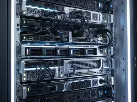 Hochtechnologischer Serverrack für KI-Computing in professioneller Rechenzentrumsumgebung. - Foto: über boerse-global.de