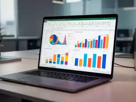 Laptop-Bildschirm mit professionellen Excel-Diagrammen und Visualisierungen in einem modernen Büro. - Foto: über boerse-global.de