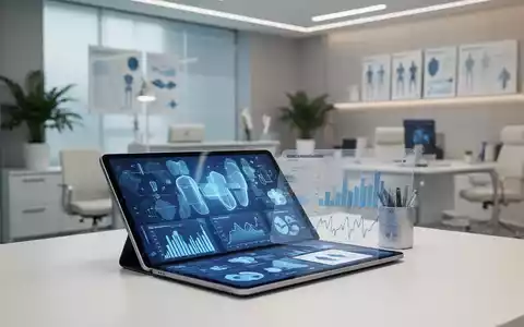 Modern medical office with a digital tablet displaying healthcare data and health charts. - Foto: über boerse-global.de