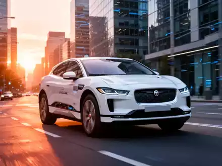 Ein autonomes Waymo-Fahrzeug fährt bei Sonnenuntergang durch eine moderne US-Großstadt. - Foto: über boerse-global.de