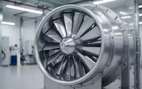 Professionell gewarteter Industrie-Ventilator mit sauberen Rotorblättern in einer hellen technischen Umgebung. - Foto: über boerse-global.de