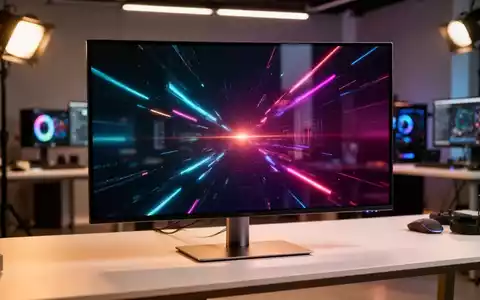 Moderner High-End QD-OLED-Monitor auf einem aufgeräumten Schreibtisch in einem professionellen Designstudio. - Foto: über boerse-global.de