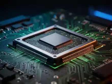 Ein hochmoderner AMD-Prozessor auf einer Leiterplatte für industrielle KI-Anwendungen in einer Fabrikumgebung. - Foto: über boerse-global.de