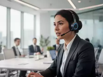 Eine Person mit Headset in einem modernen Büro führt ein fokussiertes Gespräch im Rahmen eines KI-gestützten Trainings. - Foto: über boerse-global.de