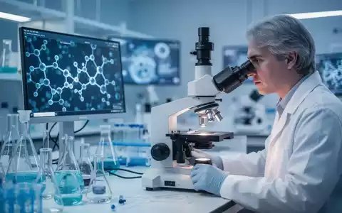 Wissenschaftler bei der Arbeit an einem Mikroskop in einem modernen medizinischen Forschungslabor. - Foto: über boerse-global.de