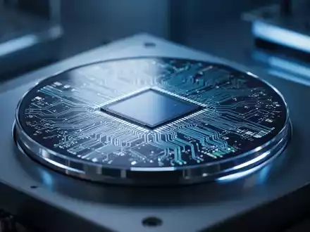 Ein moderner Halbleiter-Wafer in einer High-Tech-Fertigungsumgebung bei kühler, kinoreifer Beleuchtung. - Foto: über boerse-global.de