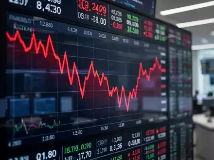 Abstrakte Darstellung von fallenden Aktienkursen auf einem digitalen Finanzmonitor. - Foto: über boerse-global.de