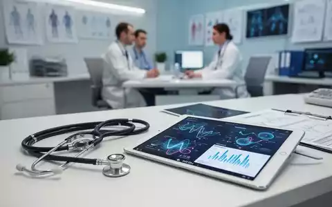 Ein moderner ärztlicher Arbeitsplatz mit medizinischen Diagrammen auf einem Tablet und einem Stethoskop. - Foto: über boerse-global.de