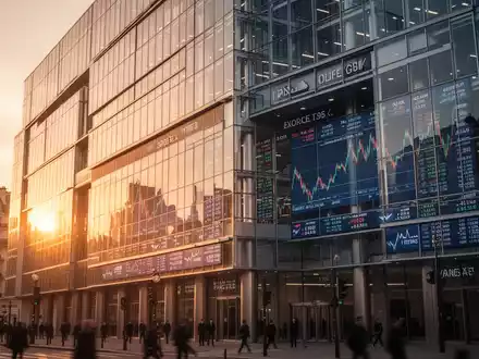 Modernes Gebäude der Pariser Börse bei Sonnenuntergang. - Foto: über boerse-global.de