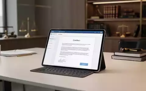 Ein Tablet mit einem digitalen Arbeitsvertrag auf einem modernen Schreibtisch in einem professionellen Büro. - Foto: über boerse-global.de