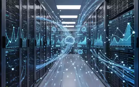 Moderne Serverarchitektur in einem Rechenzentrum mit digitalen Datenvisualisierungen im Hintergrund. - Foto: über boerse-global.de