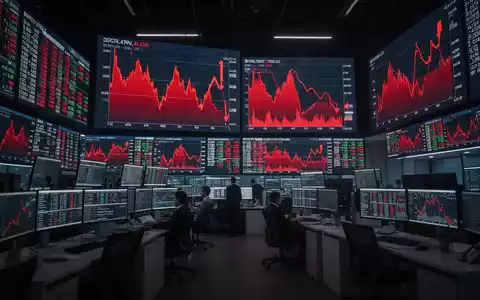 Fallende Aktienkurse und rote Börsendaten auf digitalen Bildschirmen in einem modernen Handelsraum - Foto: über boerse-global.de