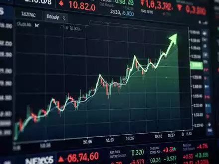 Digitale Anzeige eines steigenden Aktienkursverlaufs auf einem dunklen Hintergrund. - Foto: über boerse-global.de