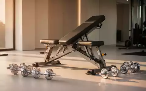 Modernes Heimfitness-Studio mit Hanteln und Trainingsgeräten bei warmem Sonnenlicht. - Foto: über boerse-global.de