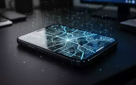 Ein Smartphone auf einem Schreibtisch mit digitaler Kartenansicht, die Sicherheitsrisiken durch Standortdaten symbolisiert. - Foto: über boerse-global.de