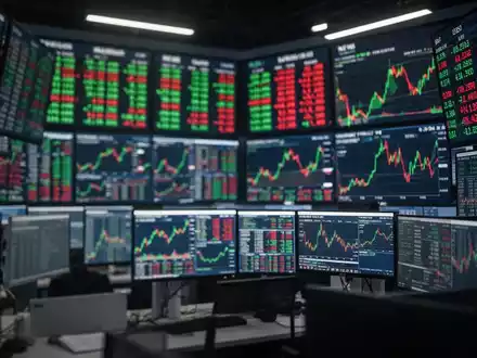 Digitale Börsenkurse auf einem Bildschirm in einer Finanznachrichten-Umgebung. - Foto: über boerse-global.de