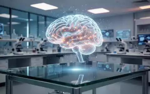 Ein leuchtendes 3D-Hologramm eines menschlichen Gehirns in einem modernen Forschungslabor zur Visualisierung neurologischer Prozesse. - Foto: über boerse-global.de
