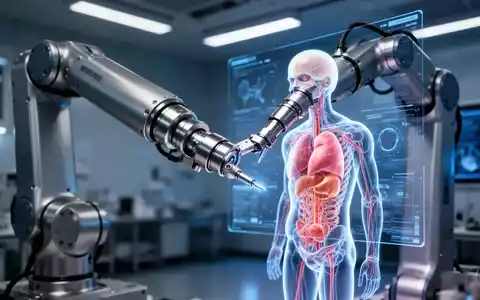 Roboterarm interagiert mit 3D-Anatomiemodell in Hightech-Labor. - Foto: über boerse-global.de