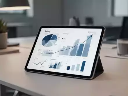 Ein Tablet mit abstrakten Gehaltsdiagrammen und Wachstumsstatistiken auf einem modernen Schreibtisch. - Foto: über boerse-global.de