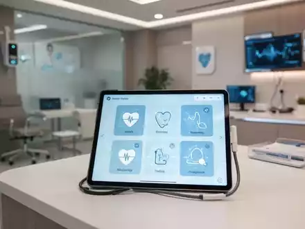 Ein Tablet mit einer digitalen Gesundheitsanwendung in einer modernen Arztpraxis als Symbol für die eVerordnung. - Foto: über boerse-global.de