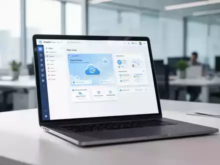 Modernes Laptop mit cloudbasierter Büroanwendung in professioneller Arbeitsumgebung. - Foto: über boerse-global.de
