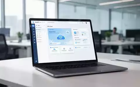 Modernes Laptop mit cloudbasierter Büroanwendung in professioneller Arbeitsumgebung. - Foto: über boerse-global.de