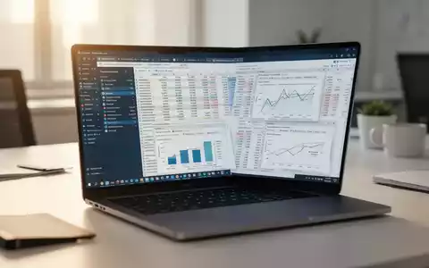 Ein moderner Arbeitsplatz mit einem Laptop, auf dem Finanztabellen und Datenanalysen zu sehen sind. - Foto: über boerse-global.de