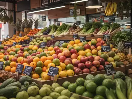 Frisches Obst und Gemüse auf einem Marktstand in Lateinamerika als Symbol für die hohen Kosten gesunder Ernährung. - Foto: über boerse-global.de