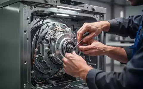 Nahaufnahme eines Technikers bei der fachgerechten Reparatur eines technischen Haushaltsgeräts. - Foto: über boerse-global.de