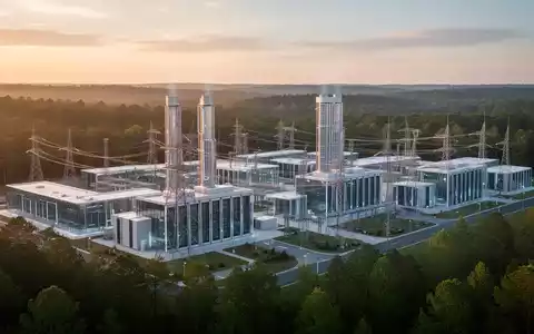 Moderne, großflächige Rechenzentrumsanlage in ländlicher Landschaft bei Sonnenuntergang. - Foto: über boerse-global.de