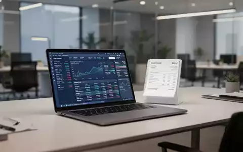 Moderner Schreibtisch mit Laptop und digitalen Rechnungsdokumenten als Symbol für AGB-Anpassungen und Digitalisierung. - Foto: über boerse-global.de