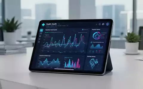 Modernes digitales Gesundheits-Dashboard mit biometrischen Daten auf einem Tablet in einer professionellen Büroumgebung. - Foto: über boerse-global.de