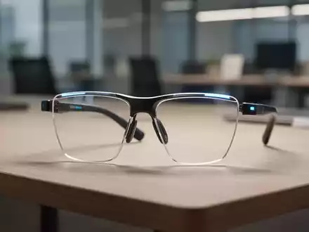 Eine moderne Smart-Brille liegt auf einem Schreibtisch als Symbol für KI-gestützte Assistenztechnologie. - Foto: über boerse-global.de