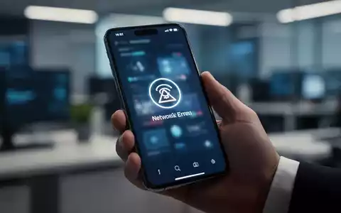 Modernes Smartphone in der Hand, das auf dem Bildschirm ein Netzwerkverbindungsfehler-Symbol anzeigt. - Foto: über boerse-global.de