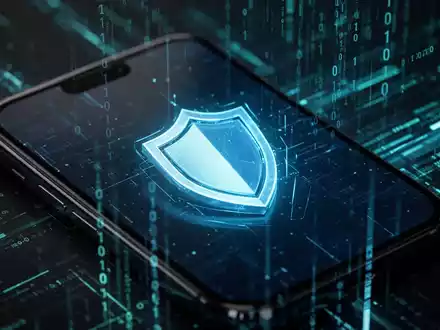 Leuchtender digitaler Schild auf Smartphone-Display für mobile Cybersicherheit gegen Finanzbetrug. - Foto: über boerse-global.de