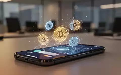 Smartphone-Bildschirm mit digitalem Wallet und Kryptowährungs-Icons im Büro. - Foto: über boerse-global.de