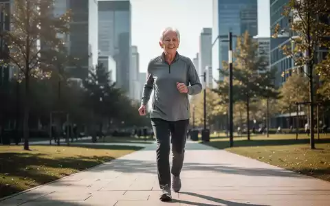 Eine ältere Person beim Spaziergang in einem sonnigen Stadtpark als Symbol für gesundes Altern und Bewegung. - Foto: über boerse-global.de