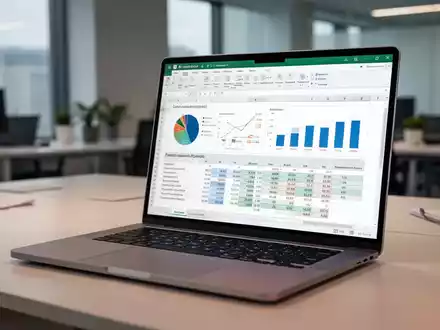 Moderner Laptop-Bildschirm mit einem komplexen Microsoft Excel-Dashboard zur Datenvisualisierung. - Foto: über boerse-global.de