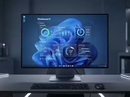 Moderner Computermonitor mit einer sauberen Windows 11-Oberfläche und Leistungsüberwachungs-Widgets. - Foto: über boerse-global.de